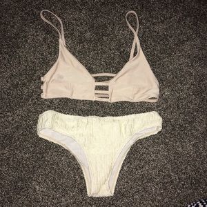 Beige and off white bikini
